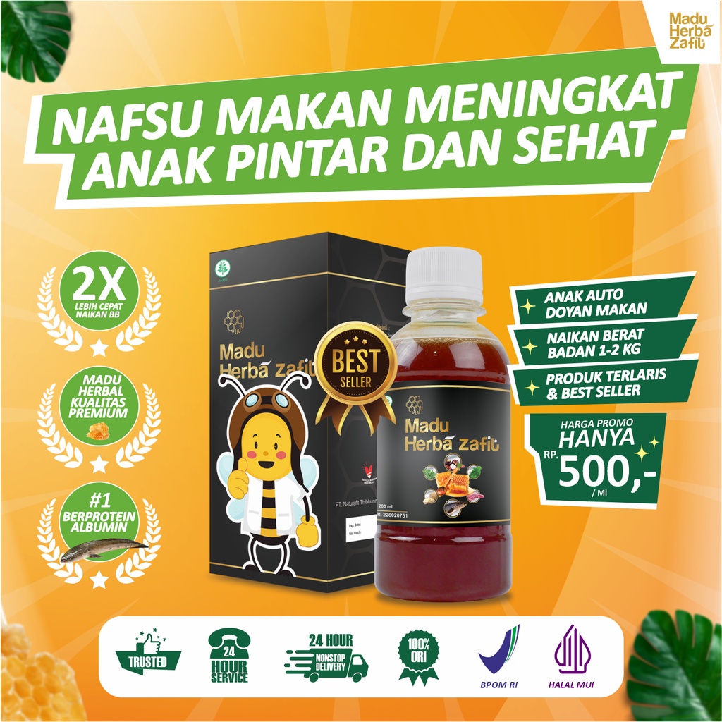 

Madu Herbal Zafit | Madu asli madu hitam Madu Anak Pintar dan Penambah Nafsu Makan Solusi Anak Kurang Gizi ampuh atasi masalah flu dan batuk penambah nafsu makan solusi batu pilek untuk Kesehatan Anak