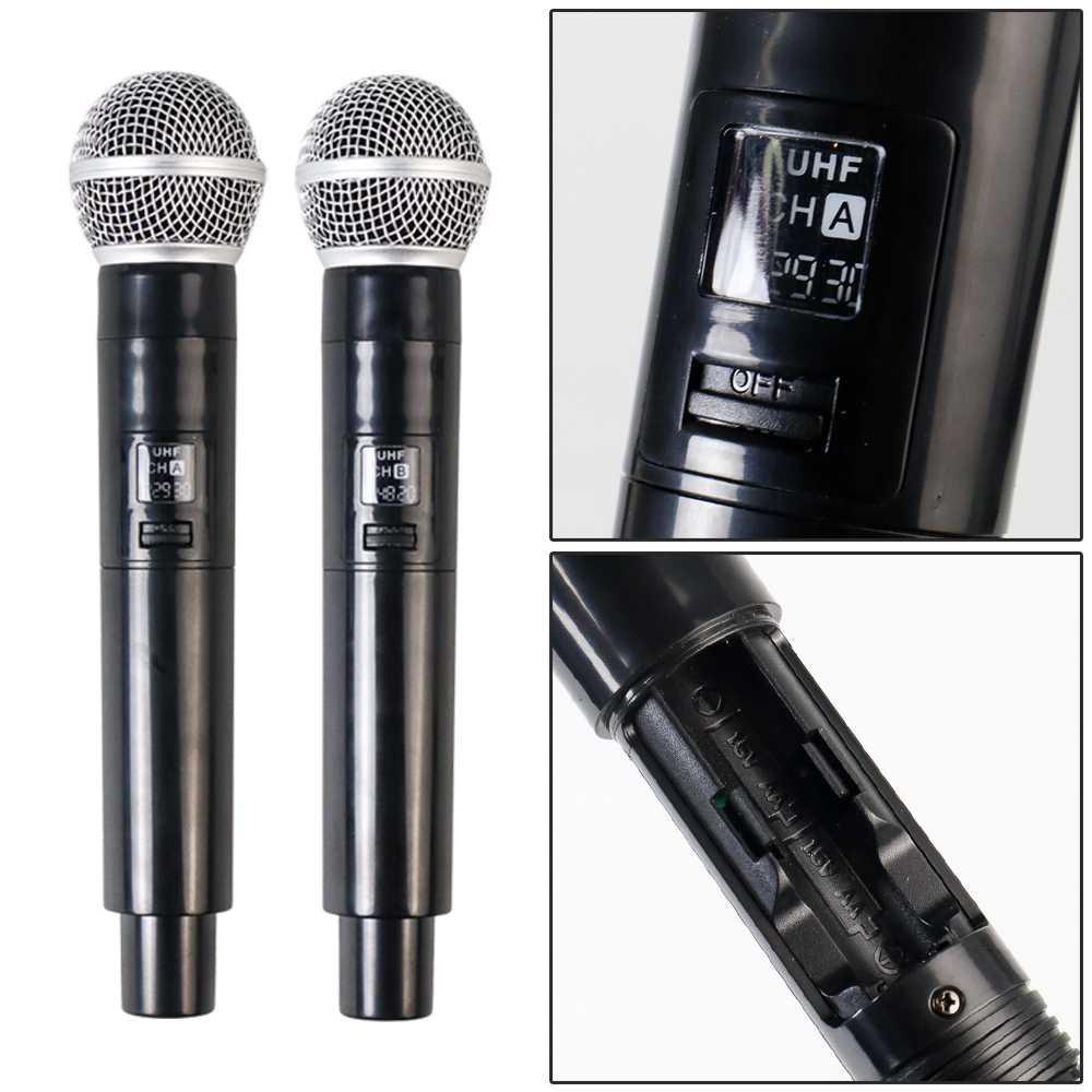 Microphone Karaoke Dual Channel Handheld Wireless UHF - AO460 - Black