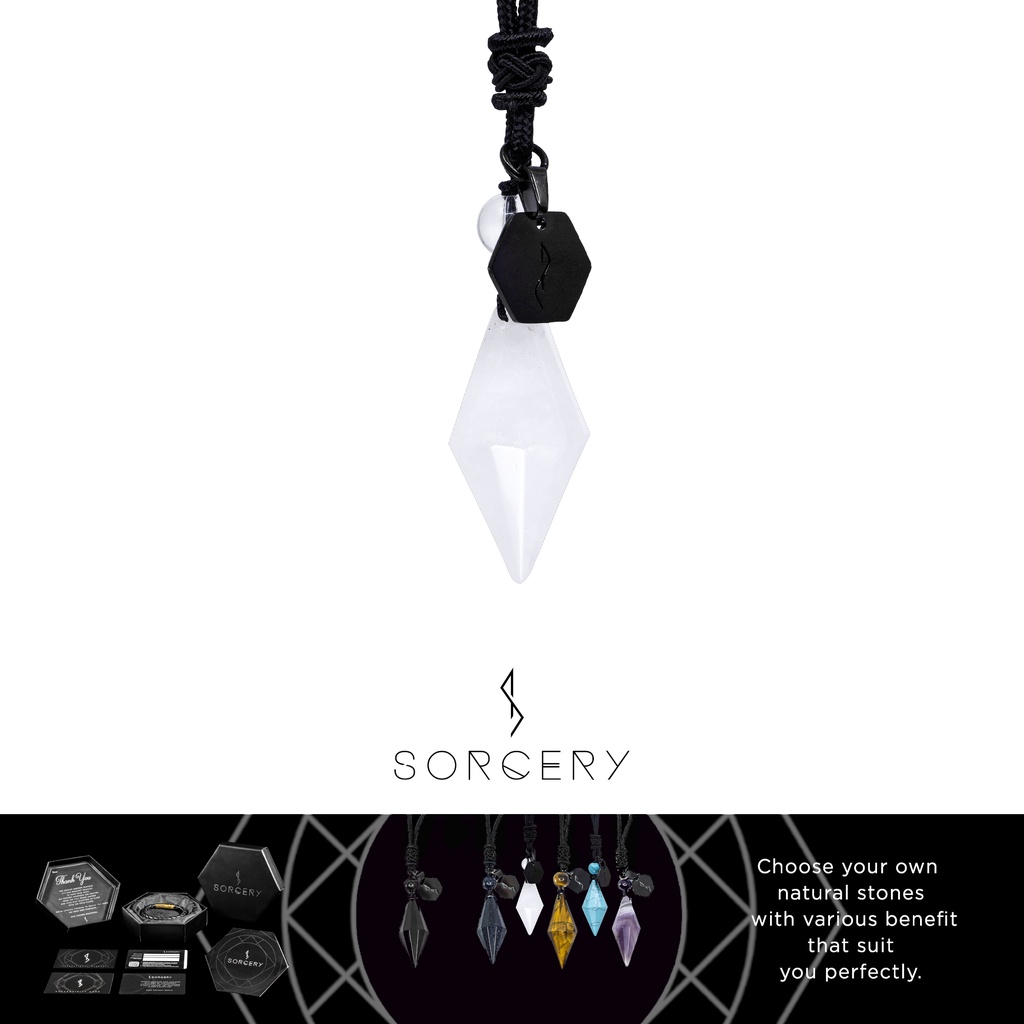 SORCERY Pendant Bandul Liontin Kalung Kesehatan Natural Stone Batu Alam Asli Unisex Cewek Cowok Pria Wanita-Rose Quartz