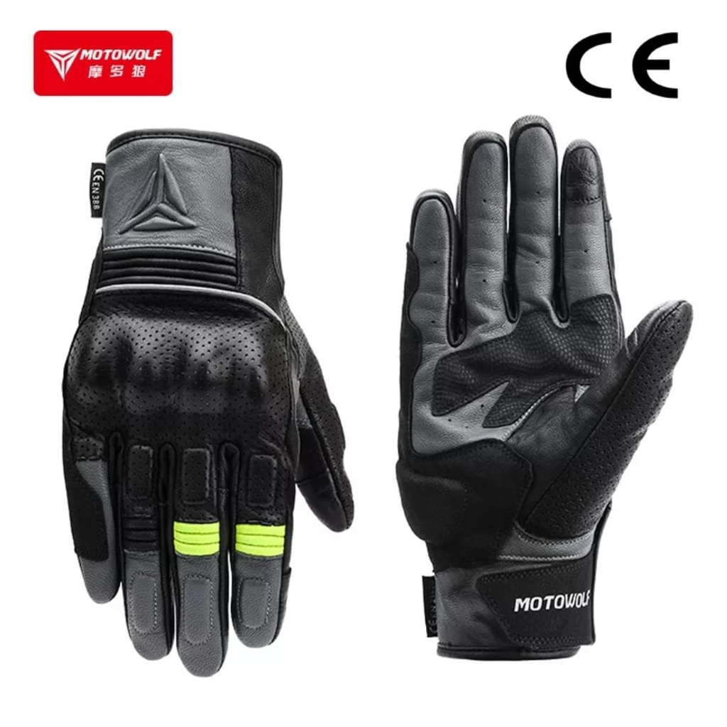 Gloves protector Motorcycle Sarung Tangan Kulit Motowolf MDL0329