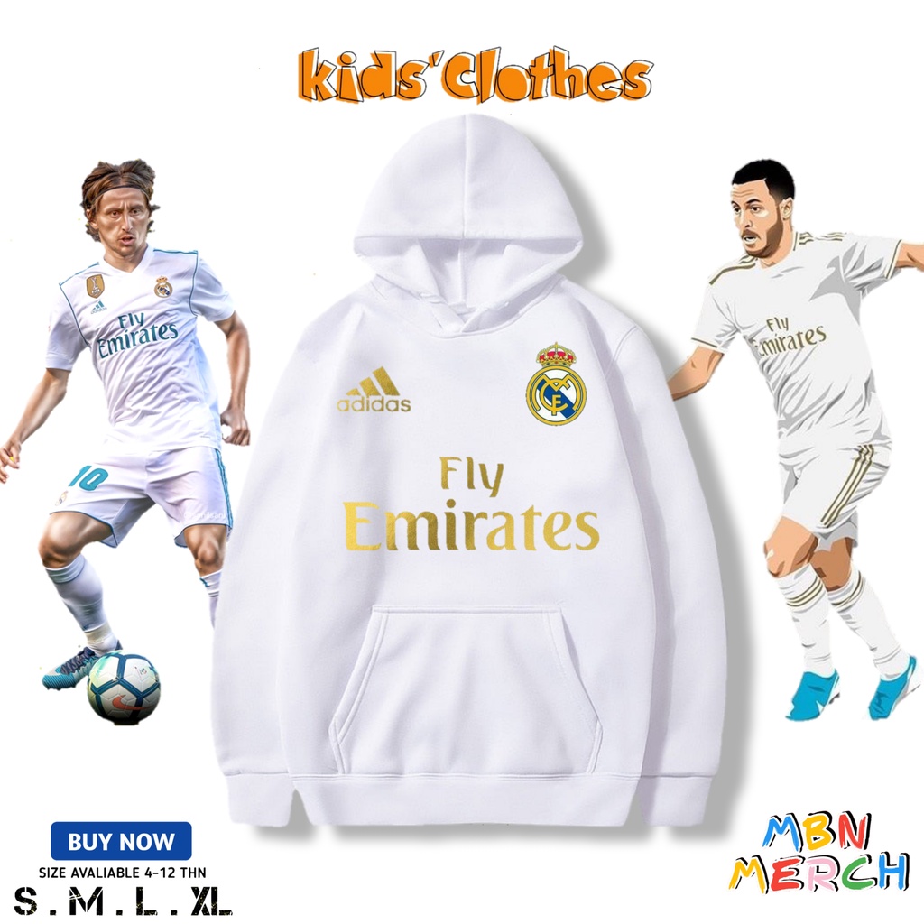 Jaket Hoodie anak laki laki real Madrid jaket bola/sepakbola