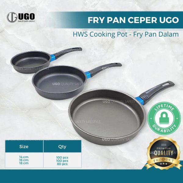 UGO FryPan Ceper FPC18 / UKURAN JUMBO 18CM / panci penggorengan / WAJAN DATAR / alat masak datar / a