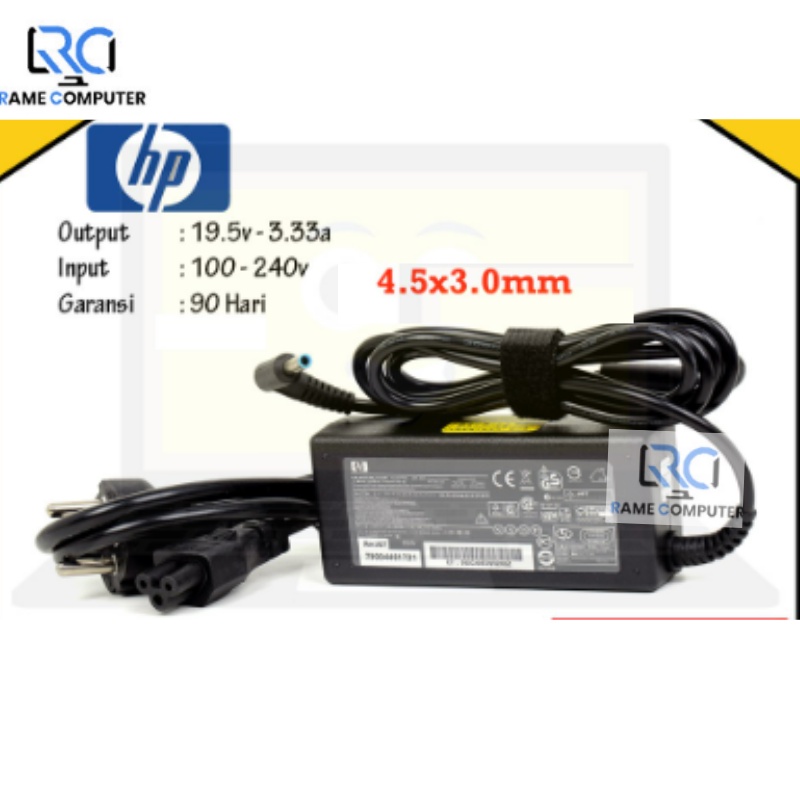 Charger Casan Adaptor Laptop HP 19.5v - 3.33a 14-AC 14-AF HP 14 ENVY ENVY SLEEK