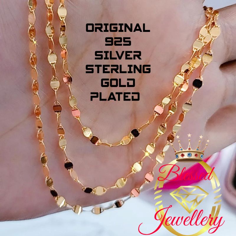 Kalung Perak Asli 925 Lapis Emas Model TOSCANO