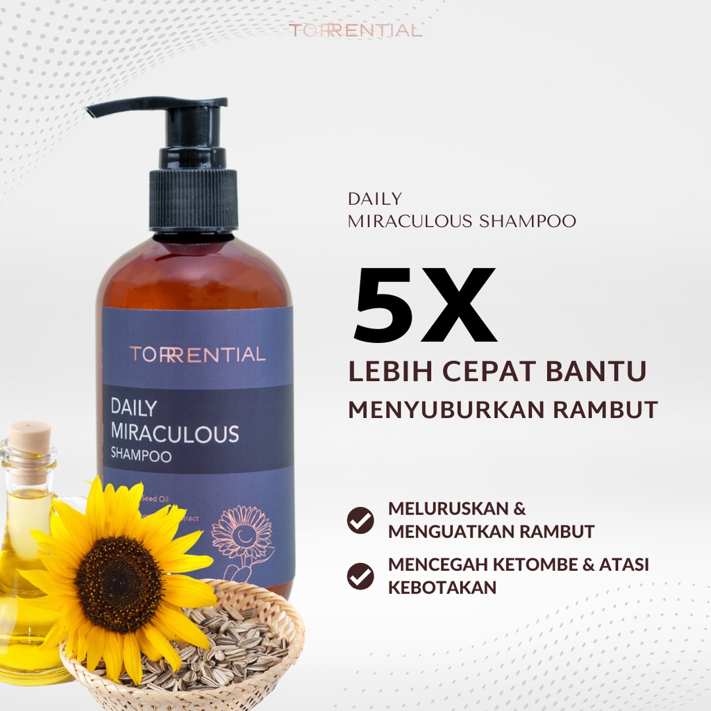 Shampo Shampoo Sampo Sampoo Penumbuh Penyubur Penebal Perawatan Pencegah Rambut Rontok Botak Ketombe Bercabang kering Rusak Uban Torrential daily Miraculous Hair Care Treatment Cepat Ampuh Original BPOM