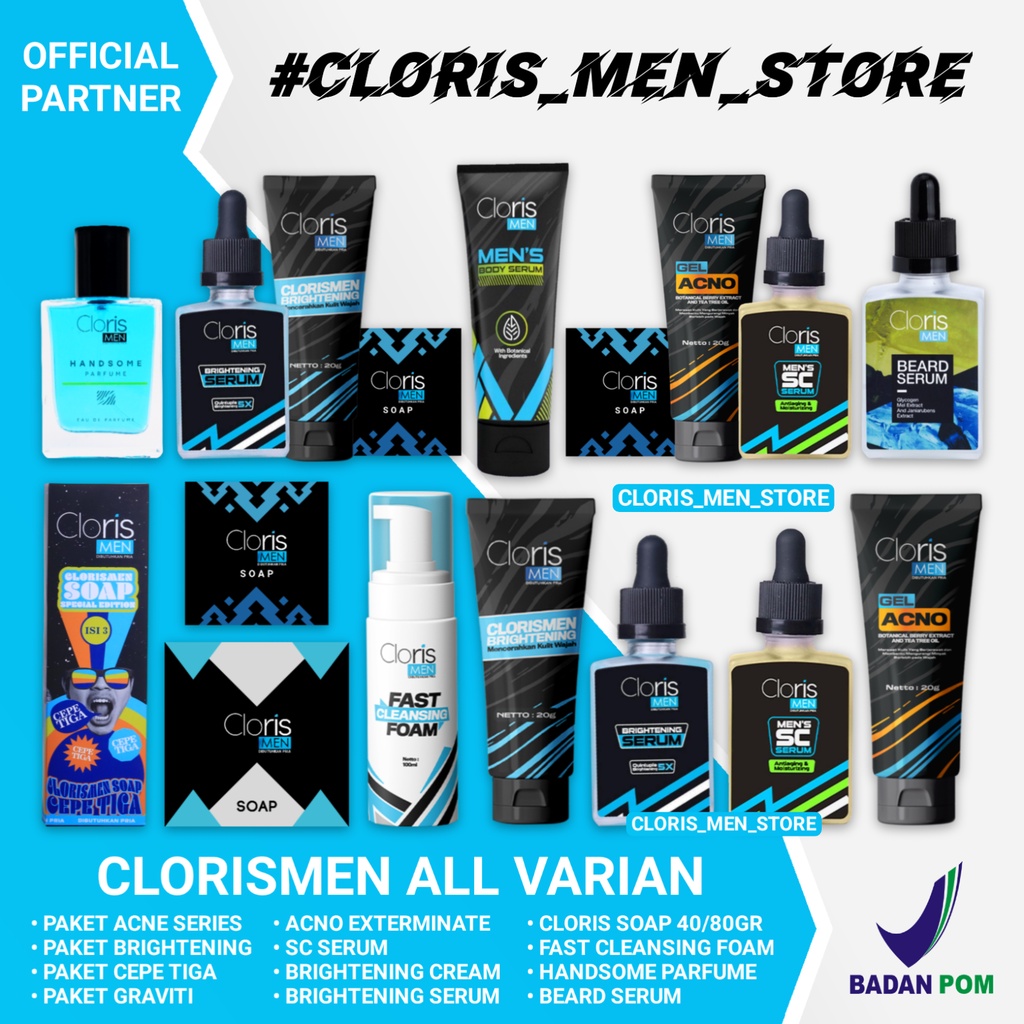 CLORISMEN Cloris men soap paket lengkap sabun muka pria Untuk Kulit Cerah Bebas Kusam &amp; Jerawat