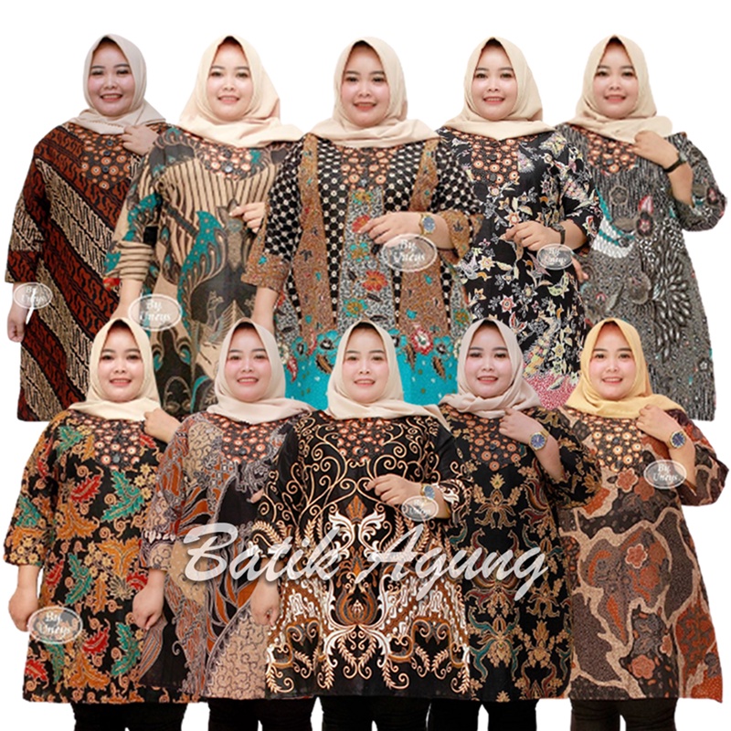 Tunik Batik Wanita Super Jumbo Big Size LD 140 / Atasan Baju Batik Kerja Kondangan Wanita Cewe Jumbo