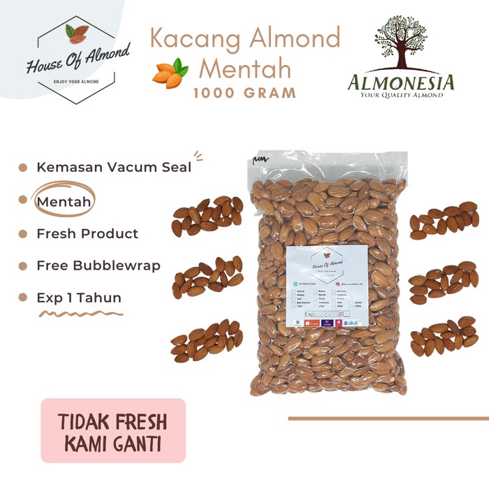 

Best Seller Kacang Almond Mentah (Raw Almond) 1kg Almonesia