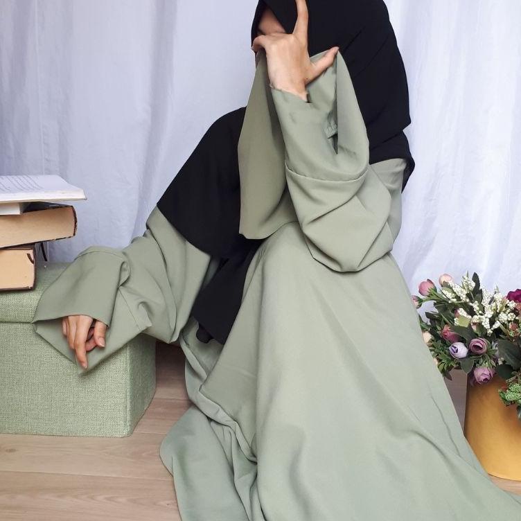◘ GEALOUS Basic Abaya Turkey Sage Green ♬