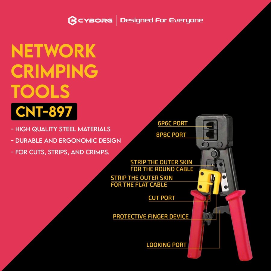 Cyborg Tools CNT 897 Tang Crimping RJ 45 Network Electronic