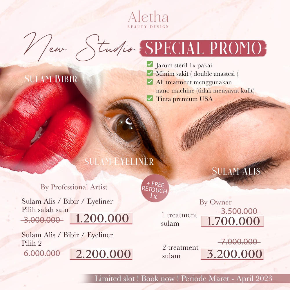 Sulam Alis / Eyeliner / Bibir Aletha Beauty Design