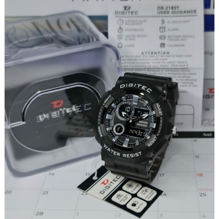 DG 2185 ORIGINAL WATERPROOF JAM TANGAN PRIA DUALTIME BISA COD