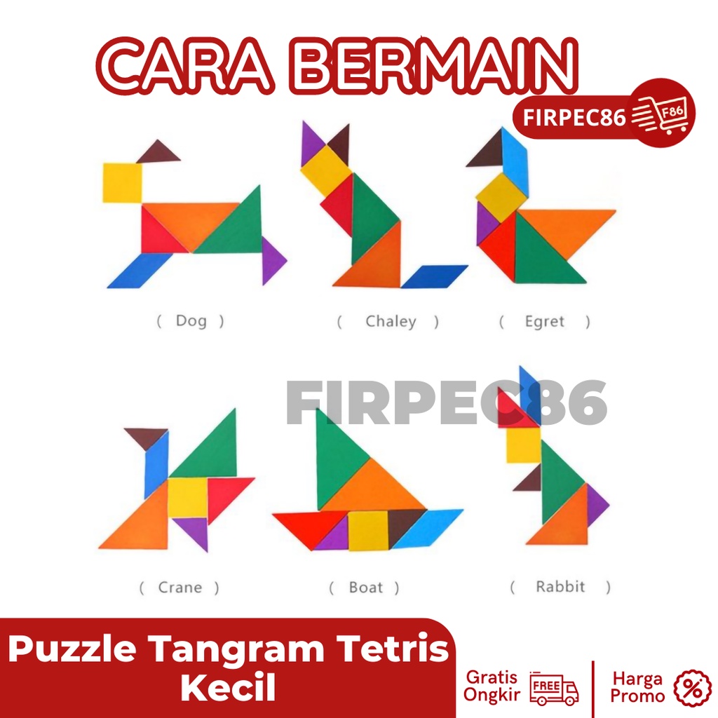 Puzzle Kayu Tangram Bentuk Geometri Shape Wooden Jigsaw Mainan Kayu Mainan Edukasi