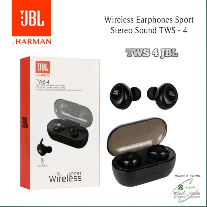 BISA COD Earphone/Headset Bluetooth JBL TWS 4 Wireless Stereo Original 100% ASLI