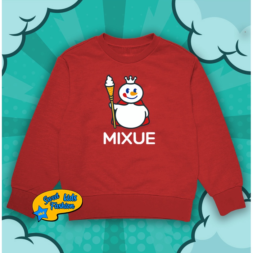 Jaket Sweater Anak Mixue Ice Cream Switer Crewneck Anak Mixue Ice Cream