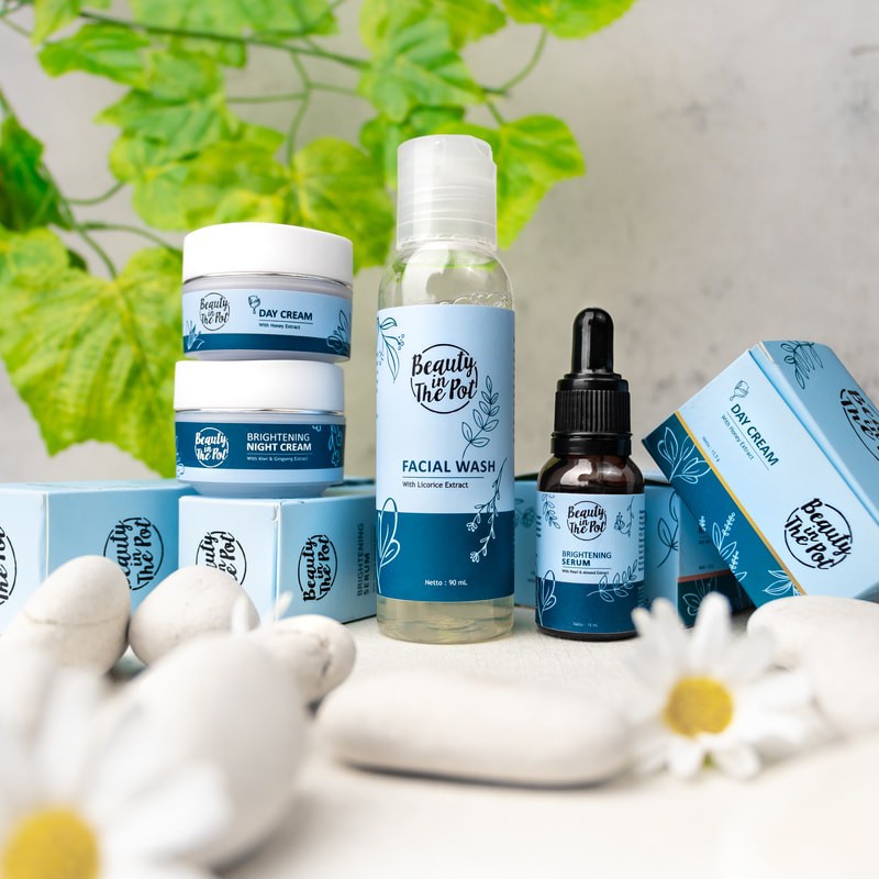 Beauty In The Pot - Brightening Series - Skincare BPOM Alami Mencerahkan Wajah, Memudarkan Flek Hitam, &amp; Mencegah Penuaan Dini, Aman Bumil dan Busui