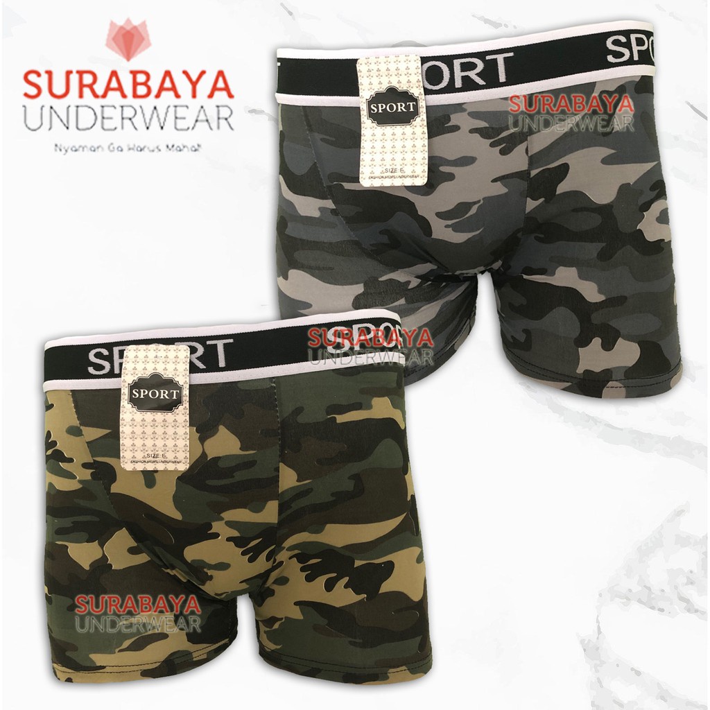 BOXER PRIA MOTIF ARMY MERK SPORTS