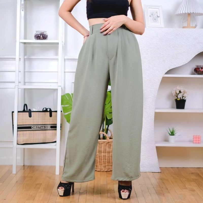 Loose Pant Trouser / Celana Wanita / Celana Kulot Airflow Highwaist