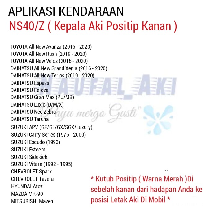 RK Aki Mobil Avanza/Rush/Espass/Terios/Xenia/Katana/Carry GS NS40 32 Ampere