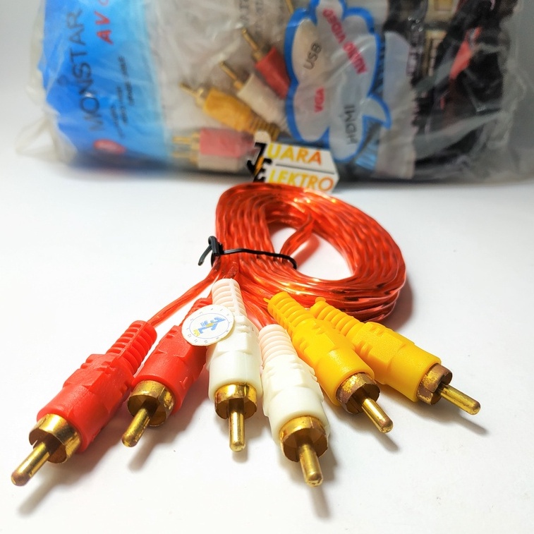 Kabel 3 RCA - 3 RCA Transparan 1,5 Meter