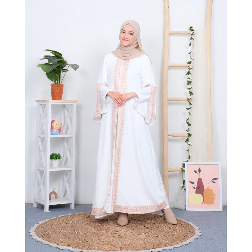 corla abaya crinkle renda premium polos elegan dress muslim kekinian