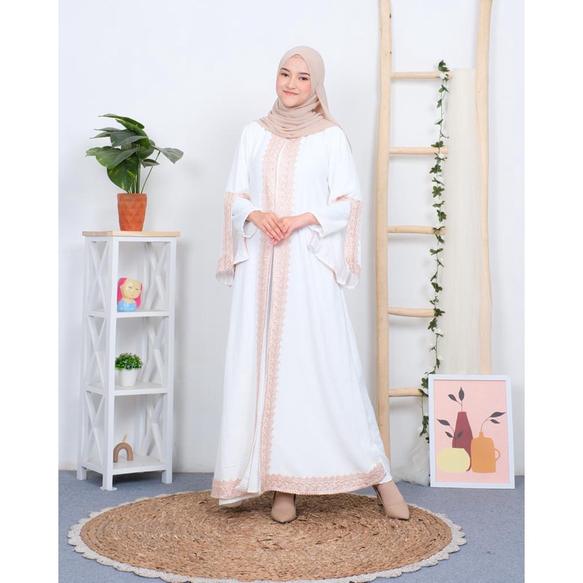 corla abaya crinkle renda premium polos elegan dress muslim kekinian