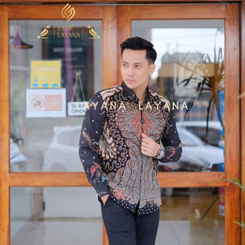 Kemeja Batik Layana Motif Sengkuni Slimfit Premium Baju Formal Nonformal