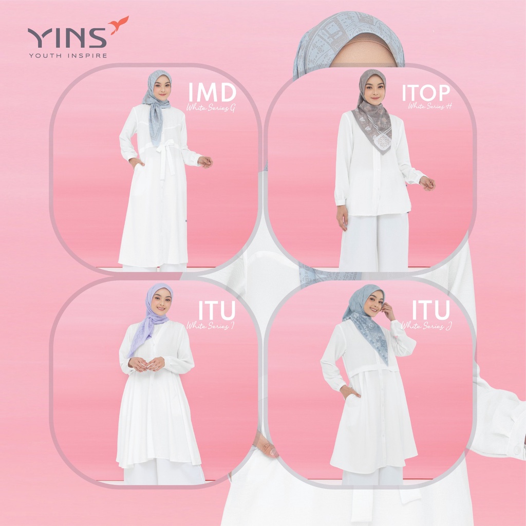 (BISA COD) INSPIRE WHITE SERIES Atasan Putih Bahan Airflow Jasmine Dengan Varian Model Kekinian Muslim OOTD
