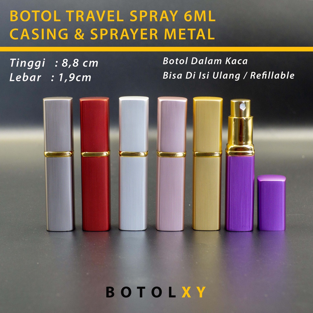 Travel Size Spray 6ml Botol Parfum Kaca Mini Casing Kotak Refillable