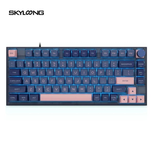 Keyboard Gaming Mechanical Skyloong GK75 Glacier Blue Pink Hotswap