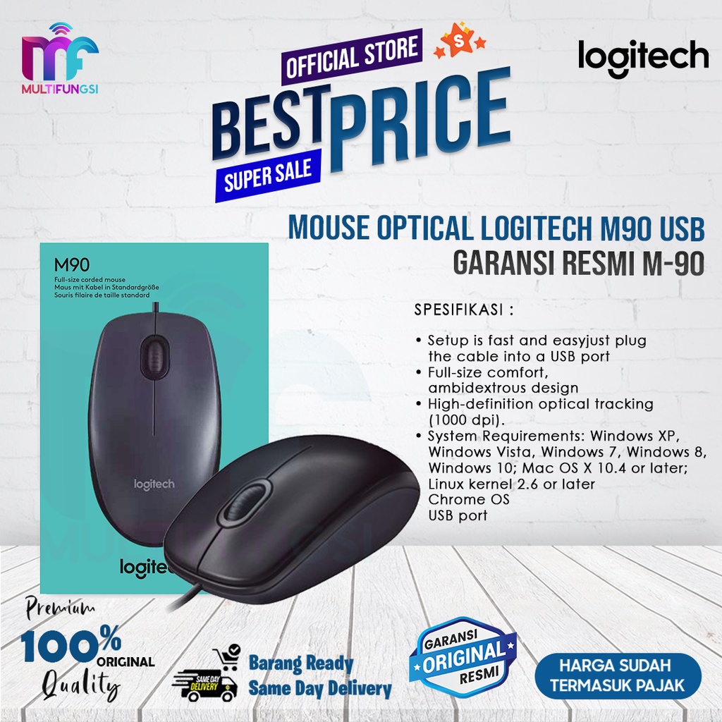 Mouse Optical LOGITECH M90 USB - Garansi Resmi M-90