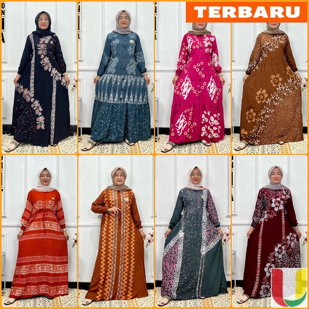 Gamis Twill Rayon Model Kancing Cap Malaman Premium Kekinian Pekalongan Jumbo Fit to XL - Batik Usman