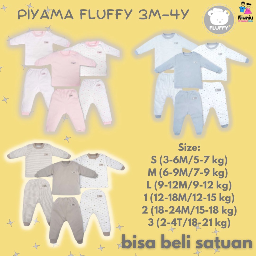 Piyama Baju Tidur Setelan Oneset Atasan Bawahan Fluffy Baju Bayi Anak Kids Laki laki Perempuan Cowok