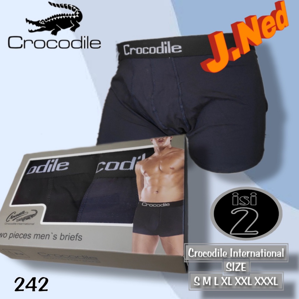 J242D - HARGA 1BOX ISI 2 PCS BOXER PRIA CROCODILE SIZE S - XL