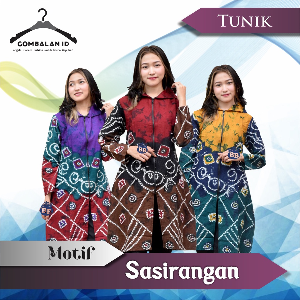 Tunik Batik Sasirangan Katun Premium M L XL XXL Seragam Kantor Pernikahan Guru Kalimantan Banjarmasi
