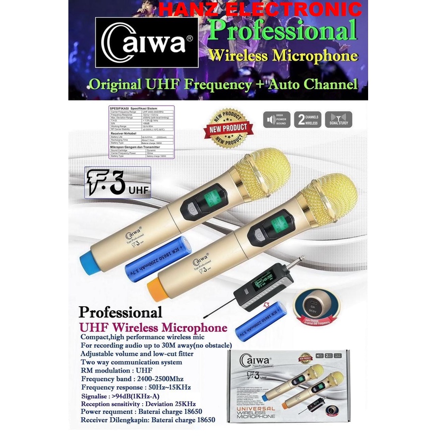 MIC WIRELESS 2 MIC GAGANG C-AIWA F 3 ORIGINAL
