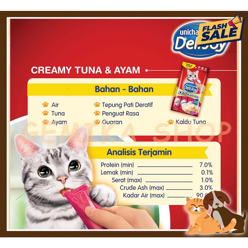 MAKANAN SNACK KUCING DELIJOY CREAMY PREMIUM ( 4 X 14 GR )