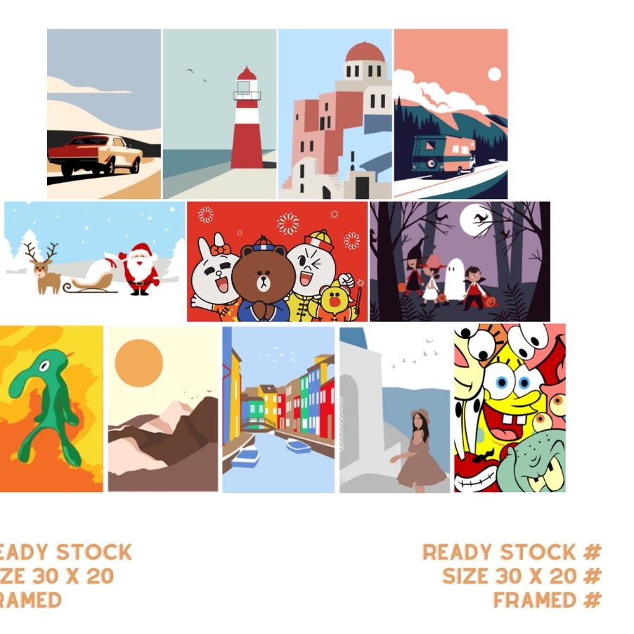 

✨SHOPEE MALL✨ Paint By Number Kit l DIY Paint by Number l Canvas Lukisan 30 x 20 cm murah