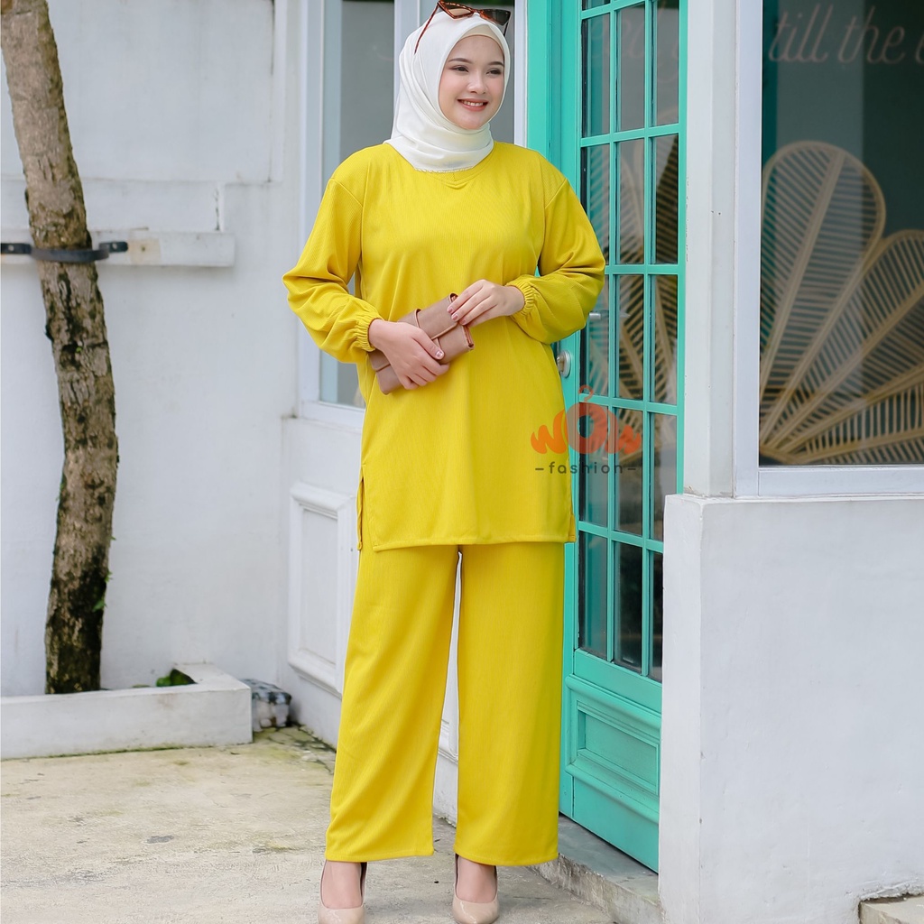 WOW-L LAVINA ONESET KNIT MANGGO PREMIUM/SETELAN KNIT TUNIK/SETELAN KNIT MANGGO/SETELAN MASAKINI