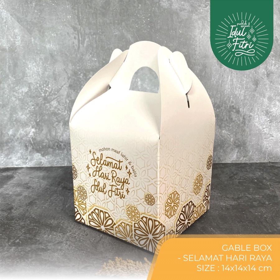 

[HARGA 10PCS] Gable Box :14x14x14cm / SELAMAT HARI RAYA – MORROCANS / box kue kering