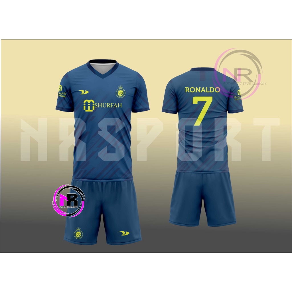 JERSEY PRINTING AWAY ALNASSR RONALDO TERBARU/SETELAN PRINTING SEPAK BOLA FUTSAL RONALDO NAVY TERMURA