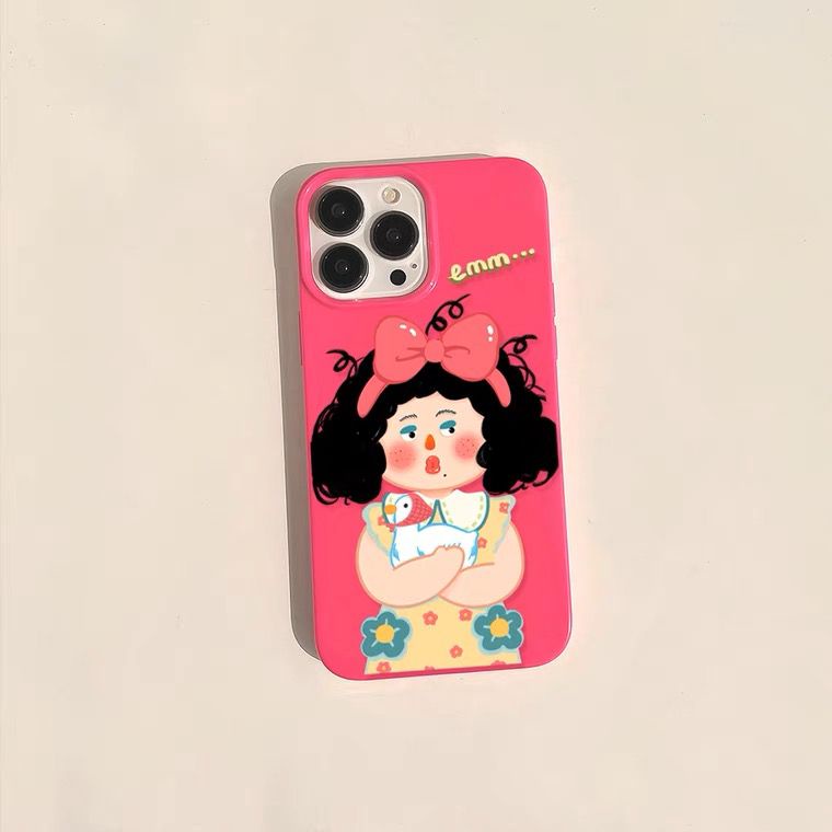 [ TPC ] iPhone Case For 14 Series TPU Soft Case Cute Pinky Girl Print Glossy Candy Case Camera Protection Shockproof For iPhone 14 13 12 11 Plus Pro Max - IP073