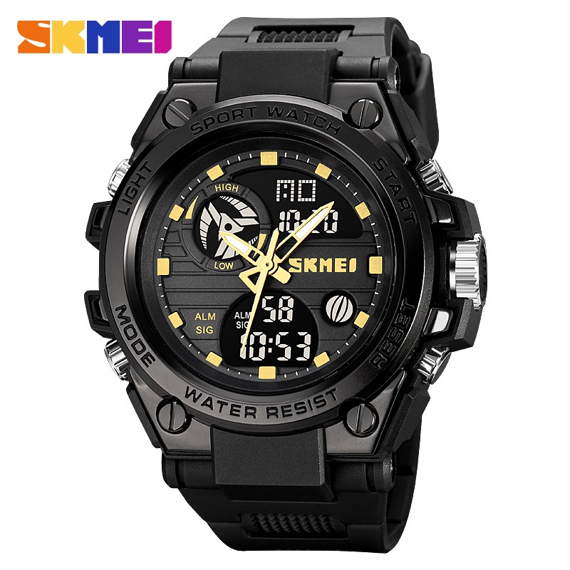 SKMEI 2031 Jam Tangan Pria Digital Analog Sport Watch Anti Air 5 Bar MGOS-Hitam Gold