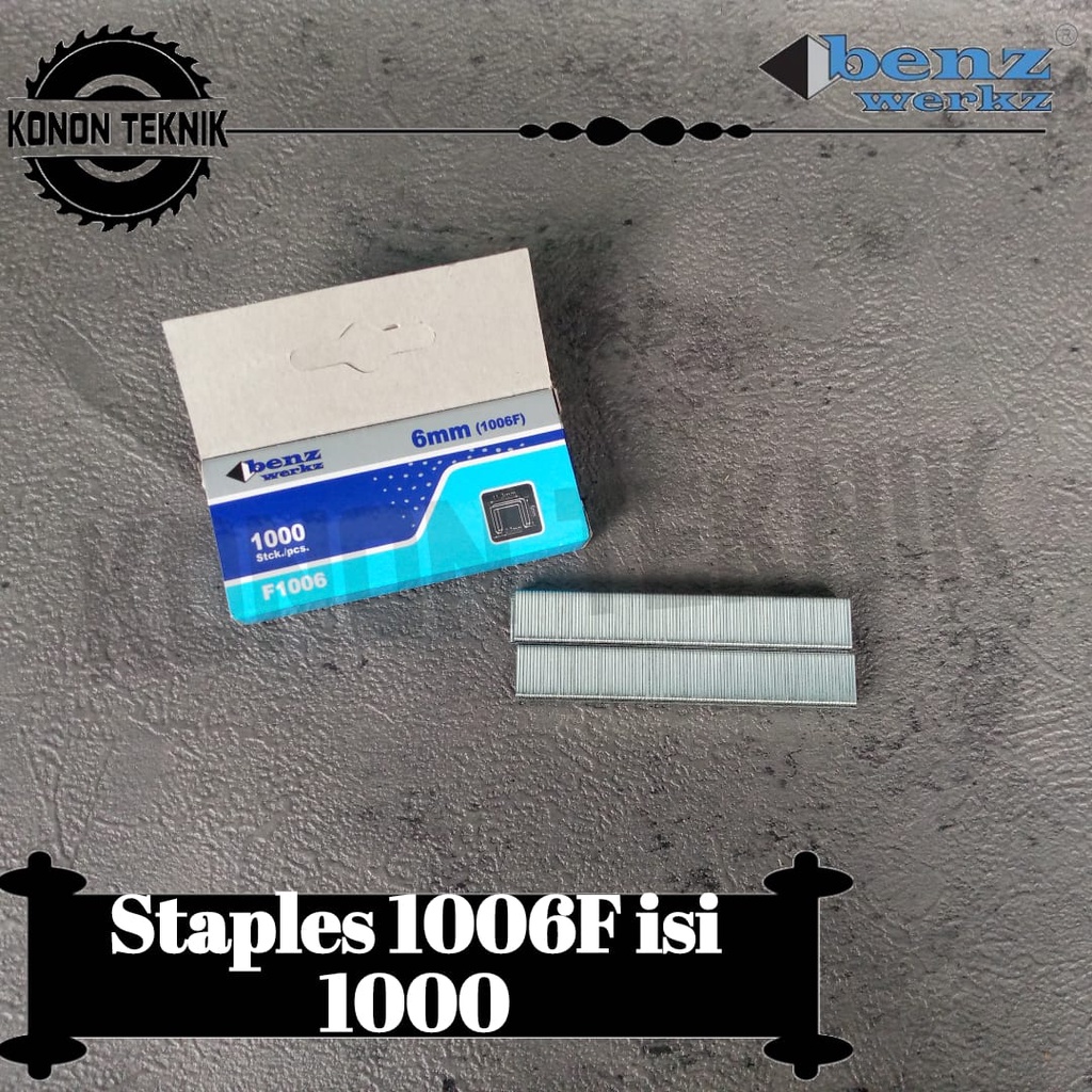 

Isi staples tembak 1006F Benz Werkz Staples 1006F 1000Pcs / Isi staples tembak 1006F Benz Werkz Staples 1006F 1000Pcs