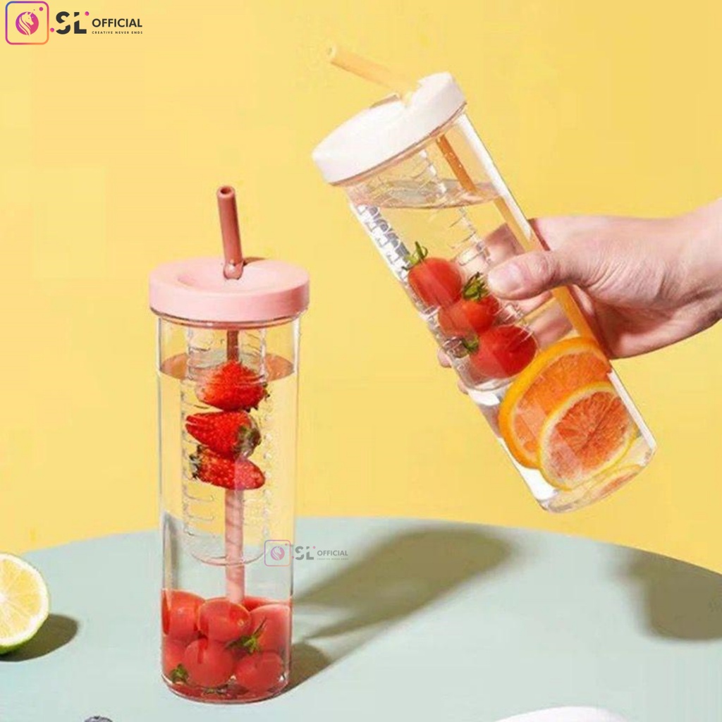 Botol Minum Infused 700ml / Botol Minum + Sedotan / Botol Sedotan Infused / Tumblr Cup Unik