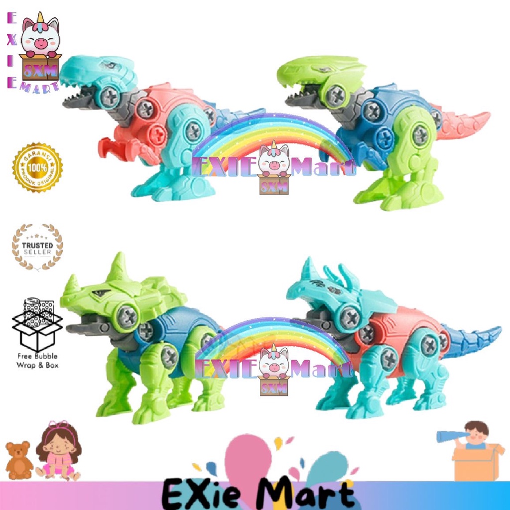 MAINAN EDUKASI ANAK DIY ROBOT DINO / DINOSAURUS RAKIT OBENG - PUZZLE DINO - DIY DINO OBENG