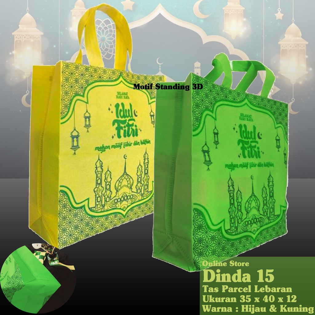 godiebag PREMIUM lusinan Motif STANDING ukuran besar 30 x 40 x 12 - goodie bag lebaran idul fitri - tas spounbond sponbon spondbon