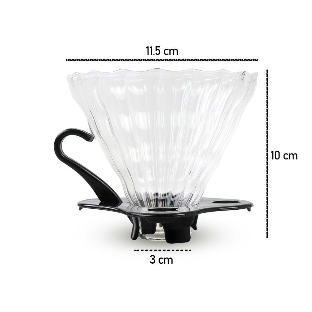 (BISA COD) FTIHSHP DUOLV Wadah Filter Kopi Kaca V60 Reusable Glass Coffee Dripper - SD-8106