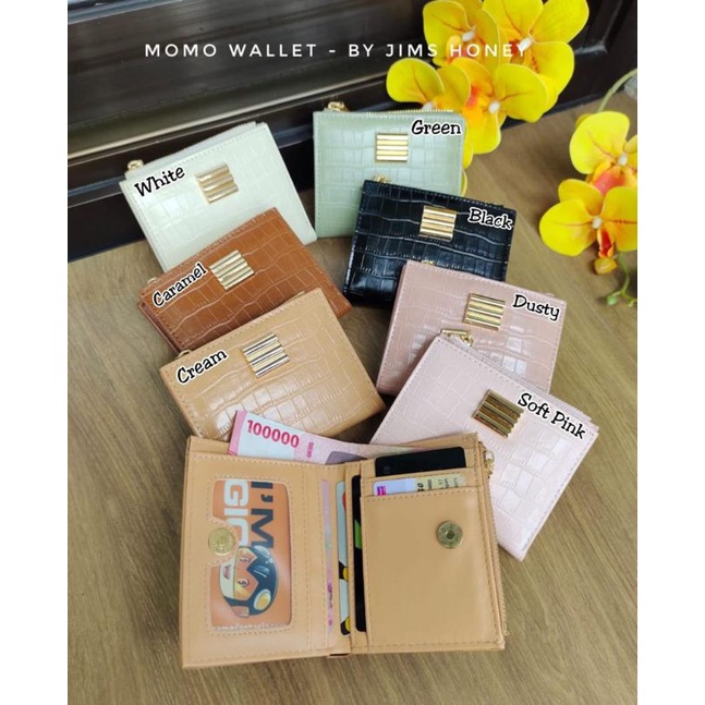 MOMO PLUS JIMS HONEY WALLET DOMPET LIPAT PENDEK MINIMALIS SIMPEL MEWAH BAHAN CROCO