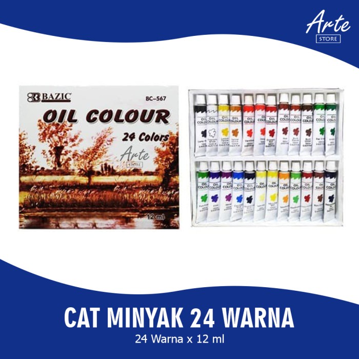 

Kolio Cat Minyak - Bazic Oil Color Set 24 Warna